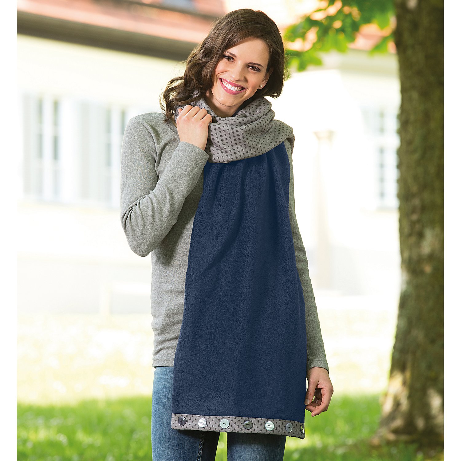 Fleecestoff, jeansblau