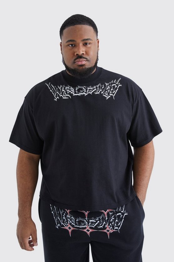 Plus kastiges Oversize T-Shirt mit Grunge Homme Print