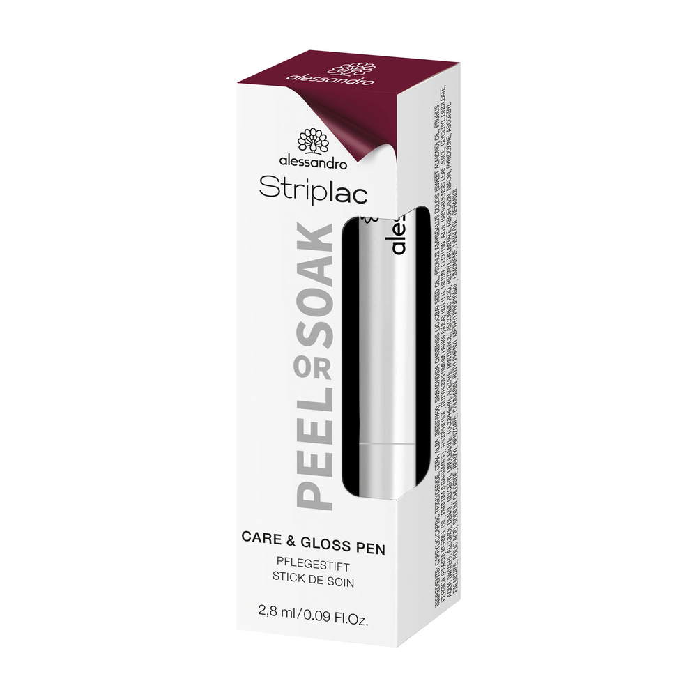 alessandro Striplac Peel or Soak Care en Gloss Finish 2,8 ml feutre de soin et de brillance Stylo soin pour les cuticules et sublimateur de brillance