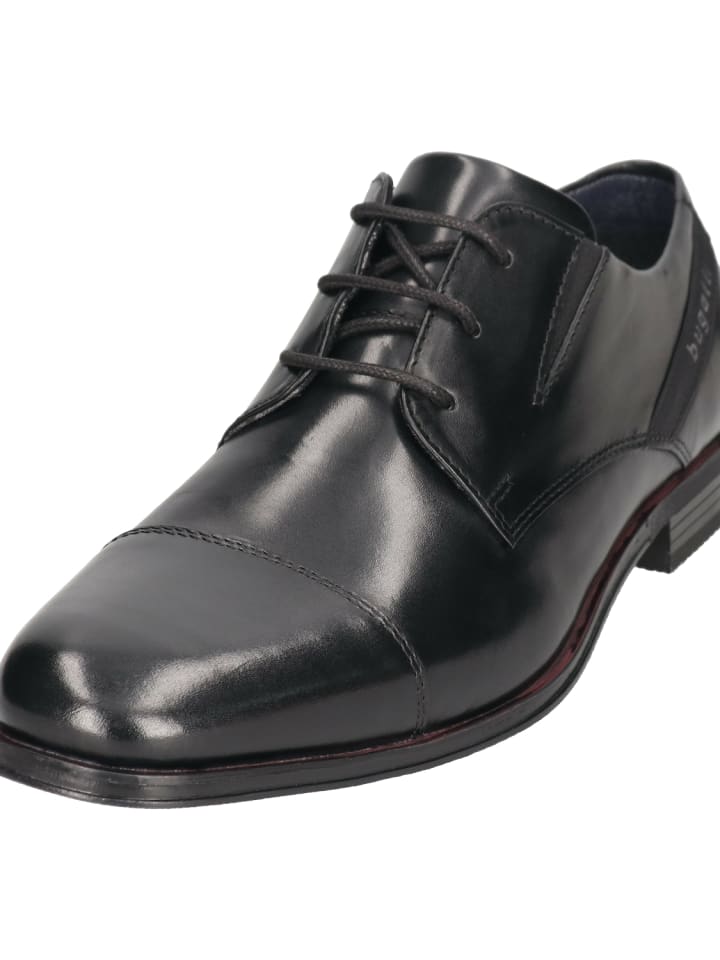 Bugatti Leder-Schnürschuhe in Schwarz günstig kaufen