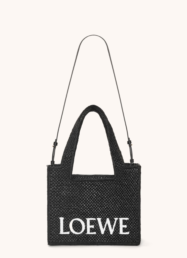 LOEWE Font Medium raffia shopper with detachable shoulder strap
