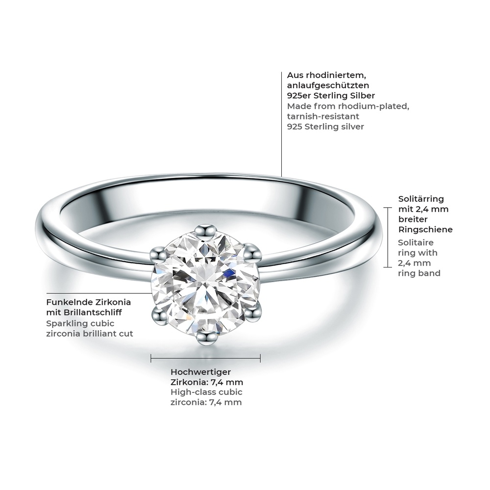 Trilani Bague en argent Argent sterling Oxyde de zirconium (CZ) en Argent Bague