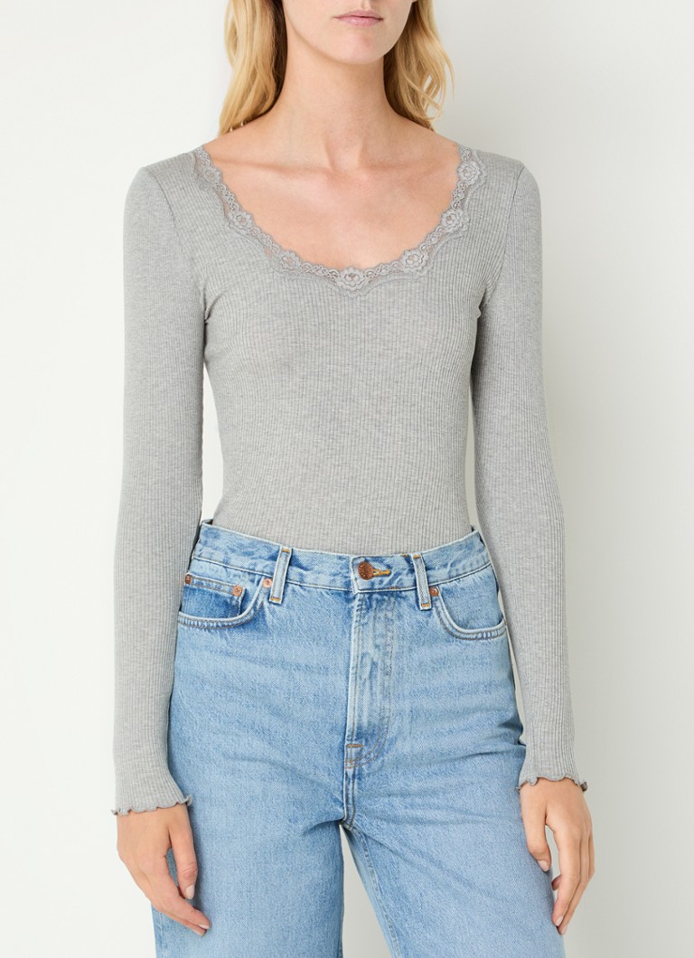 Camicia a maniche lunghe Rosemunde Babette in misto seta con dettagli in pizzo