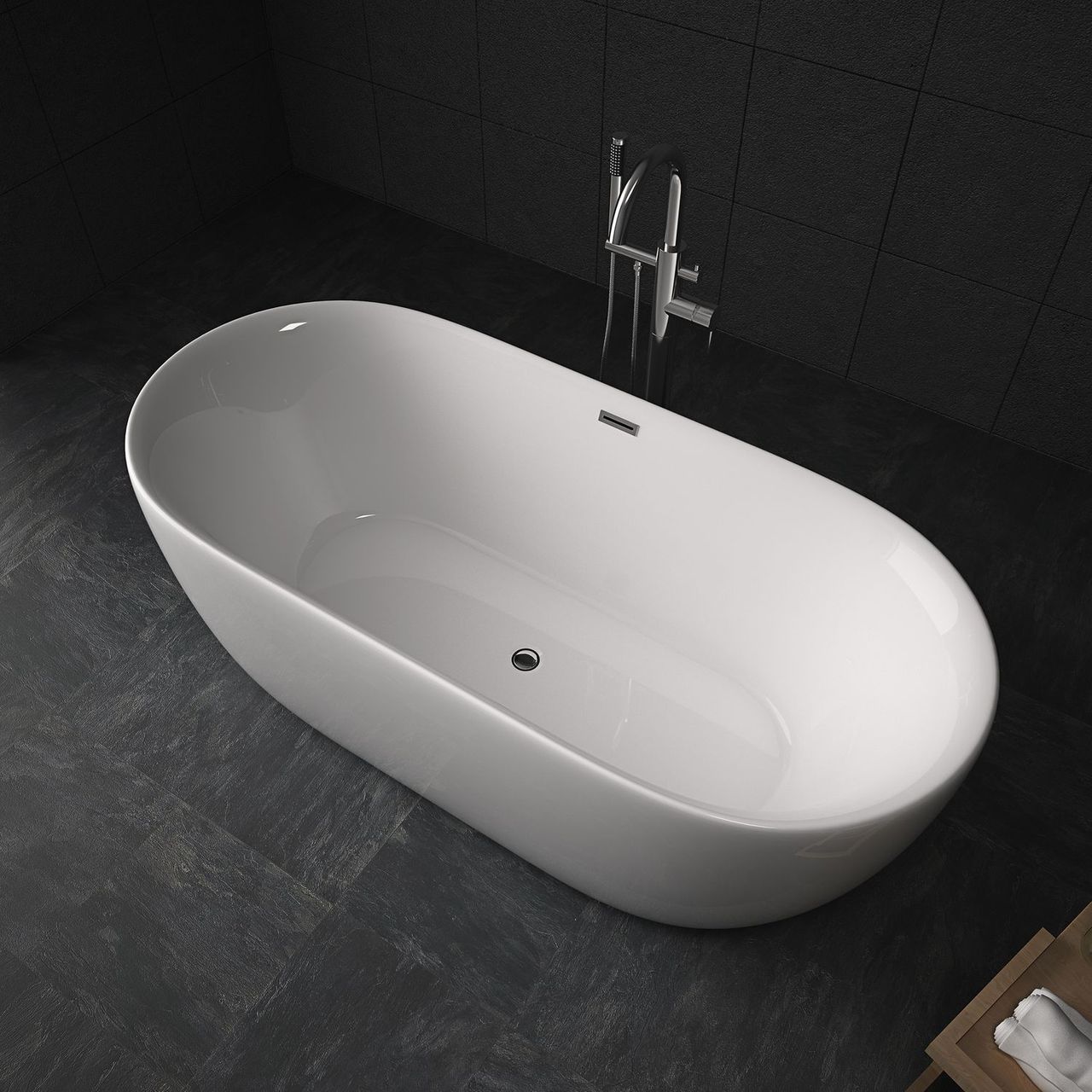 TroniTechnik Freistehende Badewanne Acrylbadewanne Standbadewanne Sifnos 170cm x 80cm x 58cm