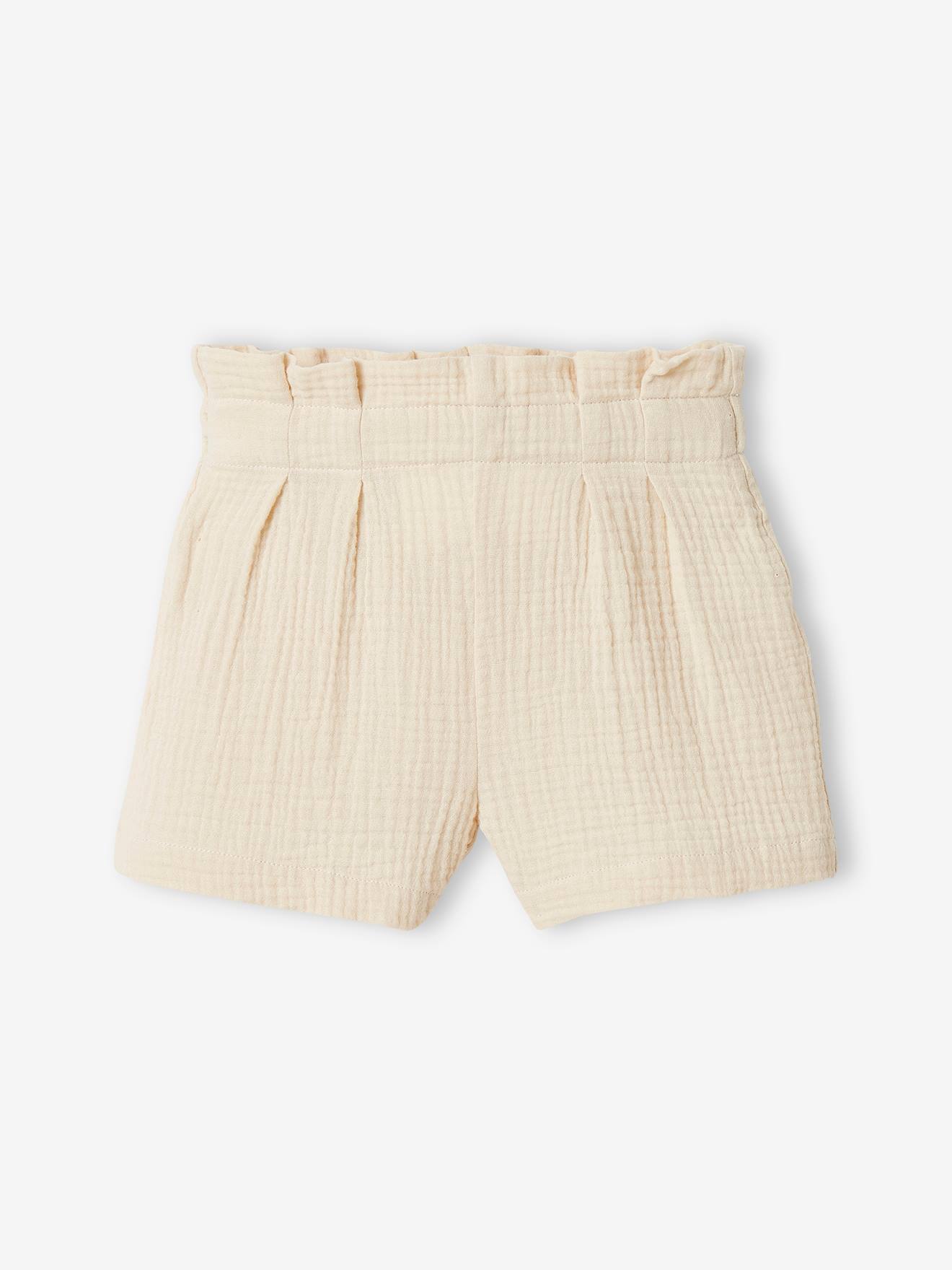 Ensemble de cérémonie fille blouse volantée et short en gaze écru