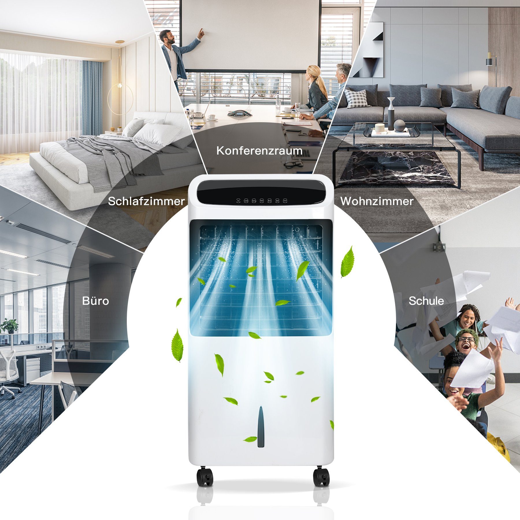 HomeMiYN Standventilator 12L Standventilator Klimagerät 4-in-1-Funktion Mobiles Klimagerät