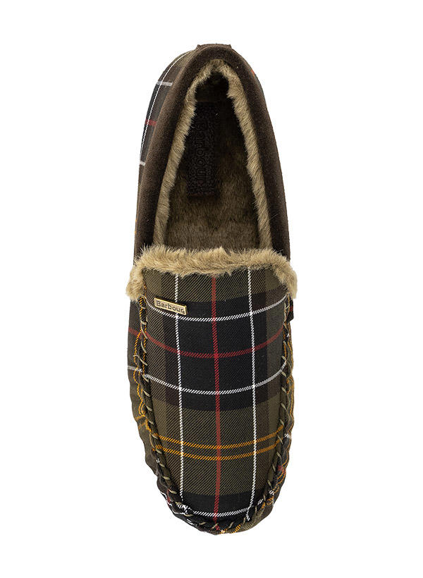 Barbour, Hausschuhe, Textil warmgefüttert, grün kariert