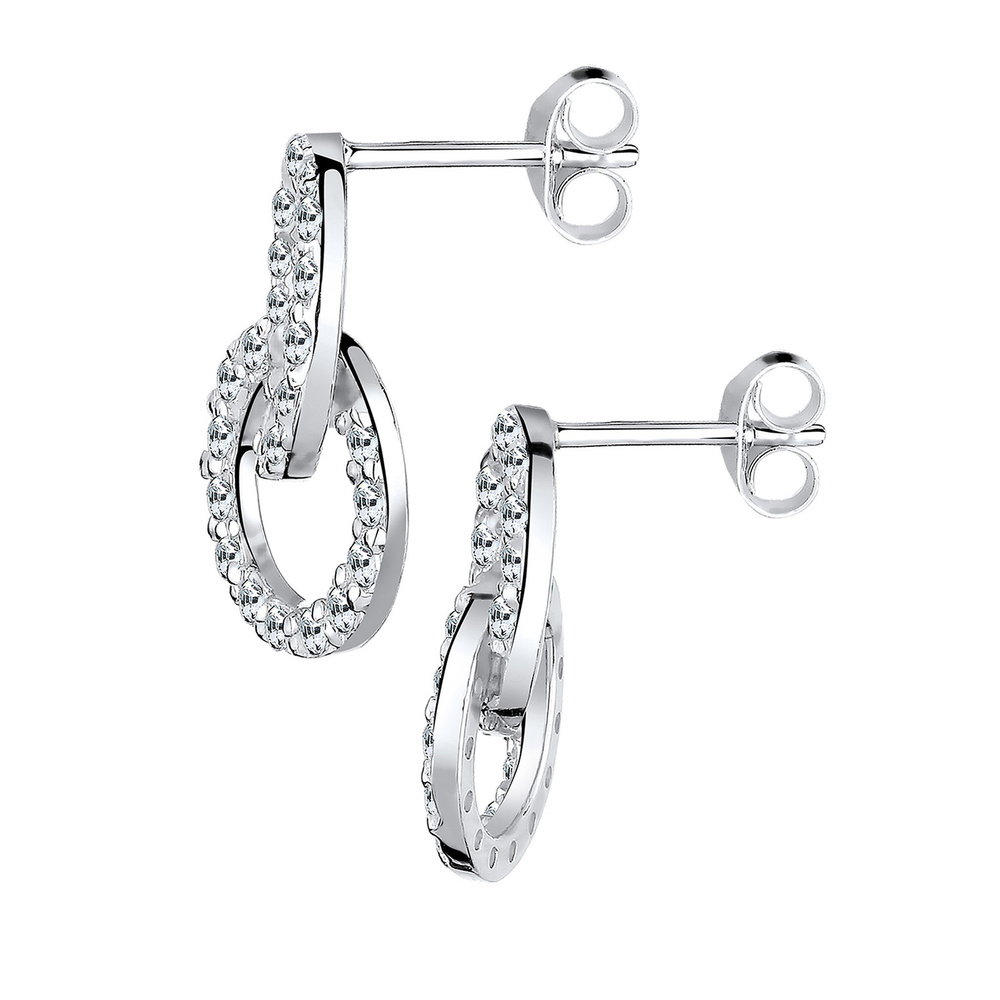Elli Elli Boucles d'Oreilles Geo Cercle Cristail  Femme  (925/1000) Argent Boucles d'oreilles