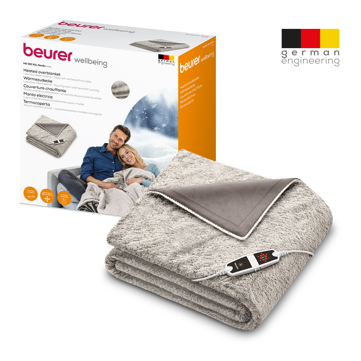 Beurer XXL Wärmezudecke HD 150 Nordic Taupe-Einkuscheln und genießen