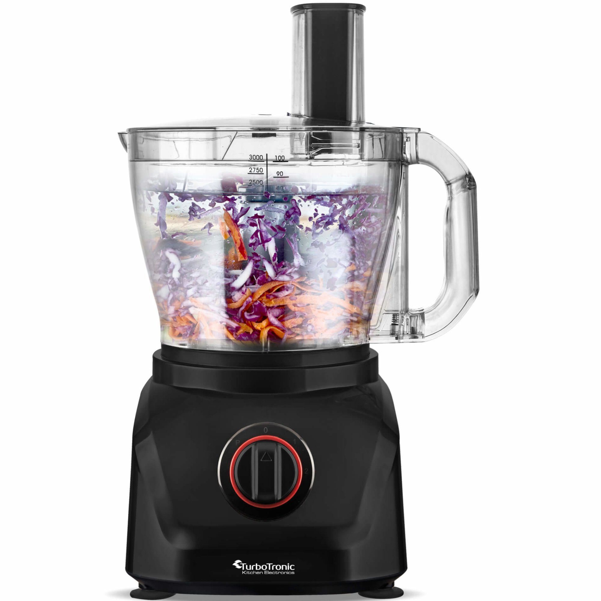 TurboTronic by Z-Line Küchenmaschine Food Processor mit Standmixer 3L Behälter 1,5L Glaskaraffe, 1900 W, 3 l Schüssel, Raspelscheiben Zitruspresse Zerkleinerer Eiscrusher Power