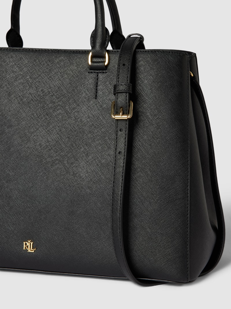 Satchel mit Label-Applikation in schwarz