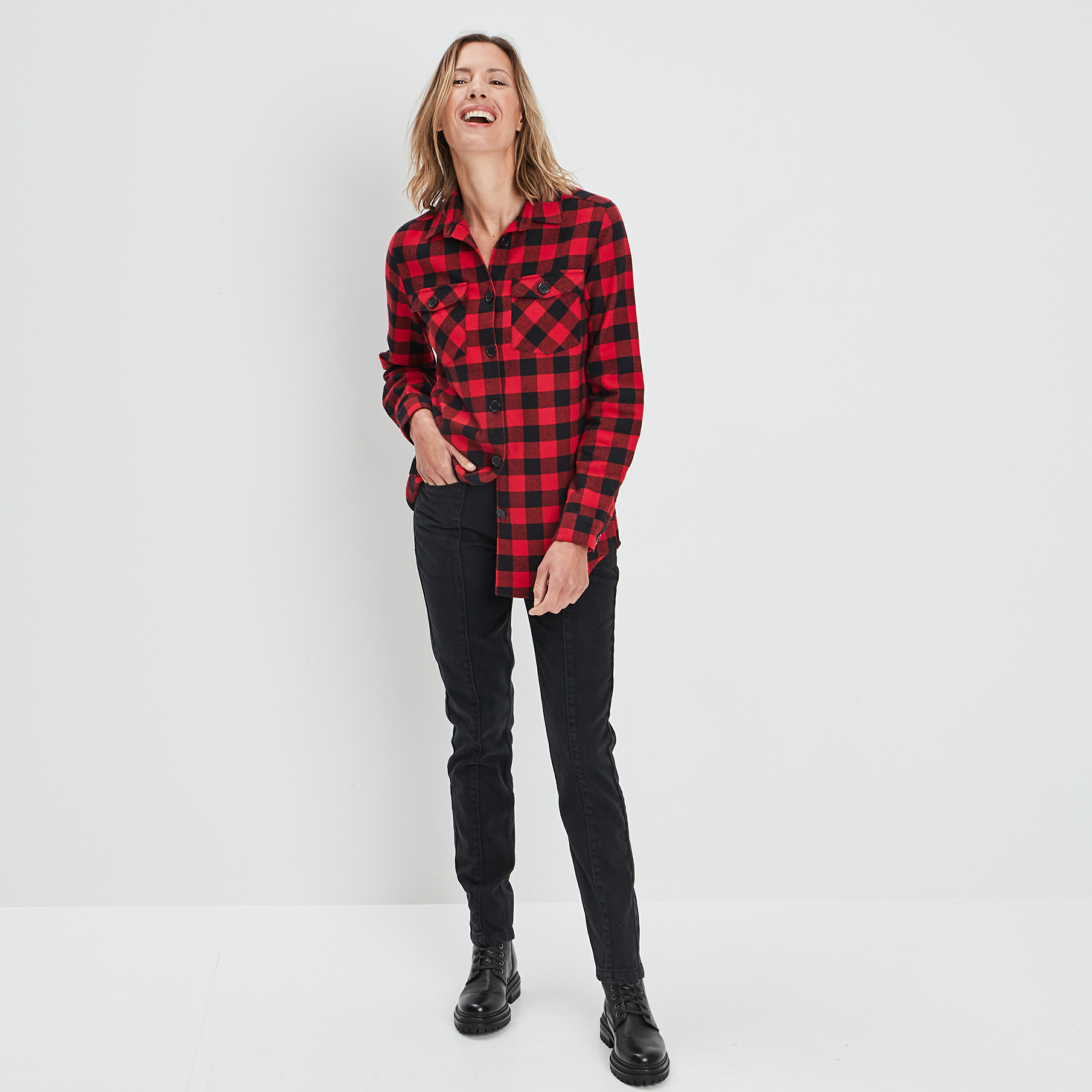 Jeans slim taille haute noir femme | La Halle