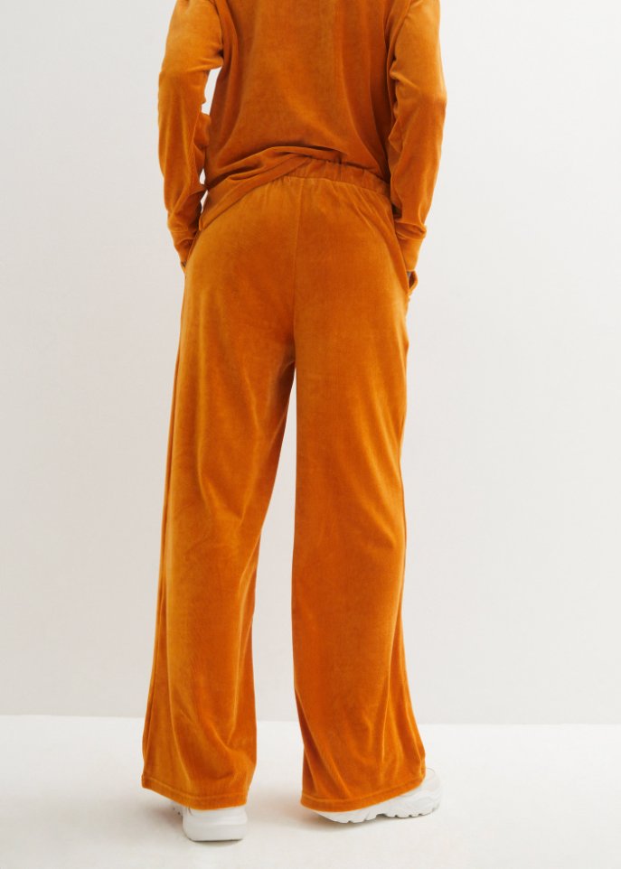 High-Waist-Hose aus Jersey- Cord, lang