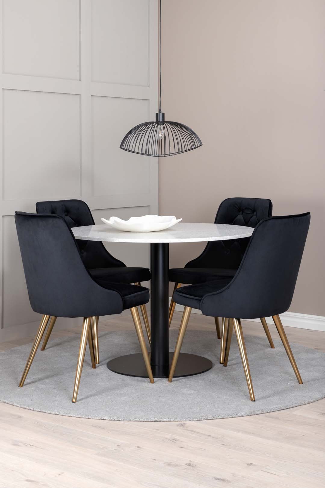 ebuy24 Essgruppe Razzia Essgruppe Tisch weiß und 4 Velvet Deluxe St