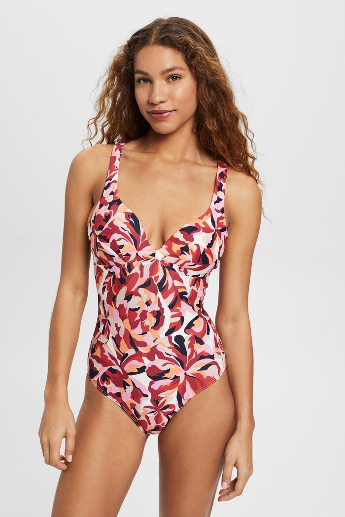 Badeanzug, wattierte Cups, floraler Print - Carilo