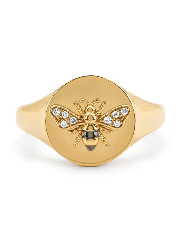 Inel cu vârf de diamant din aur galben, diamant de 0.03ct, Regina Albină
