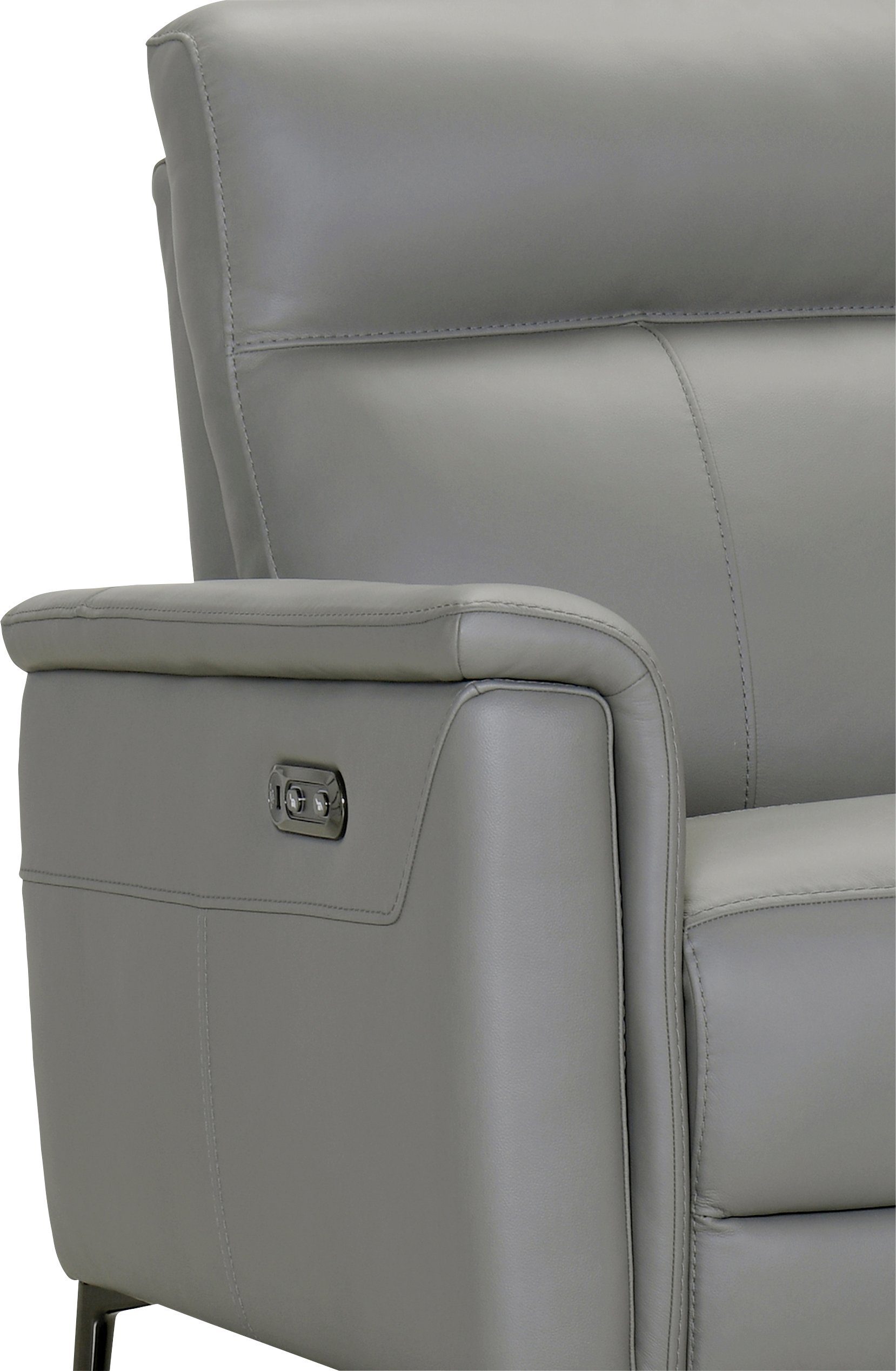 Places of Style 3-Sitzer Barano, Relaxsofa in Leder und Webstoff, elektrische Relaxfunktion in 2 Sitzen, Kopfteilverstellung und USB
