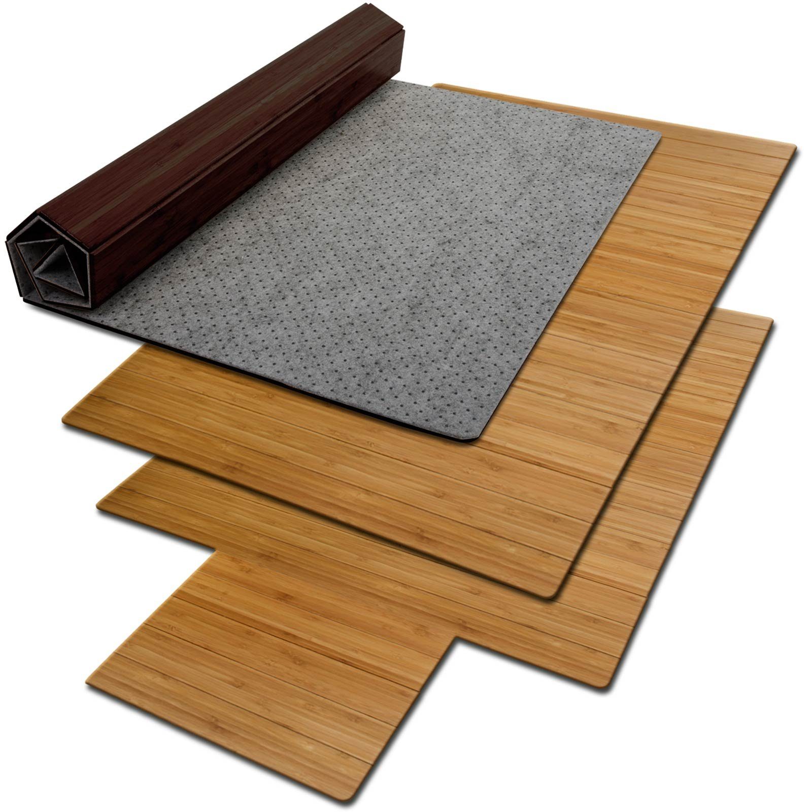 Karat Bodenschutzmatte Bambus für Hartböden, Schutzmatte, 90x120 cm, Dunkelbraun