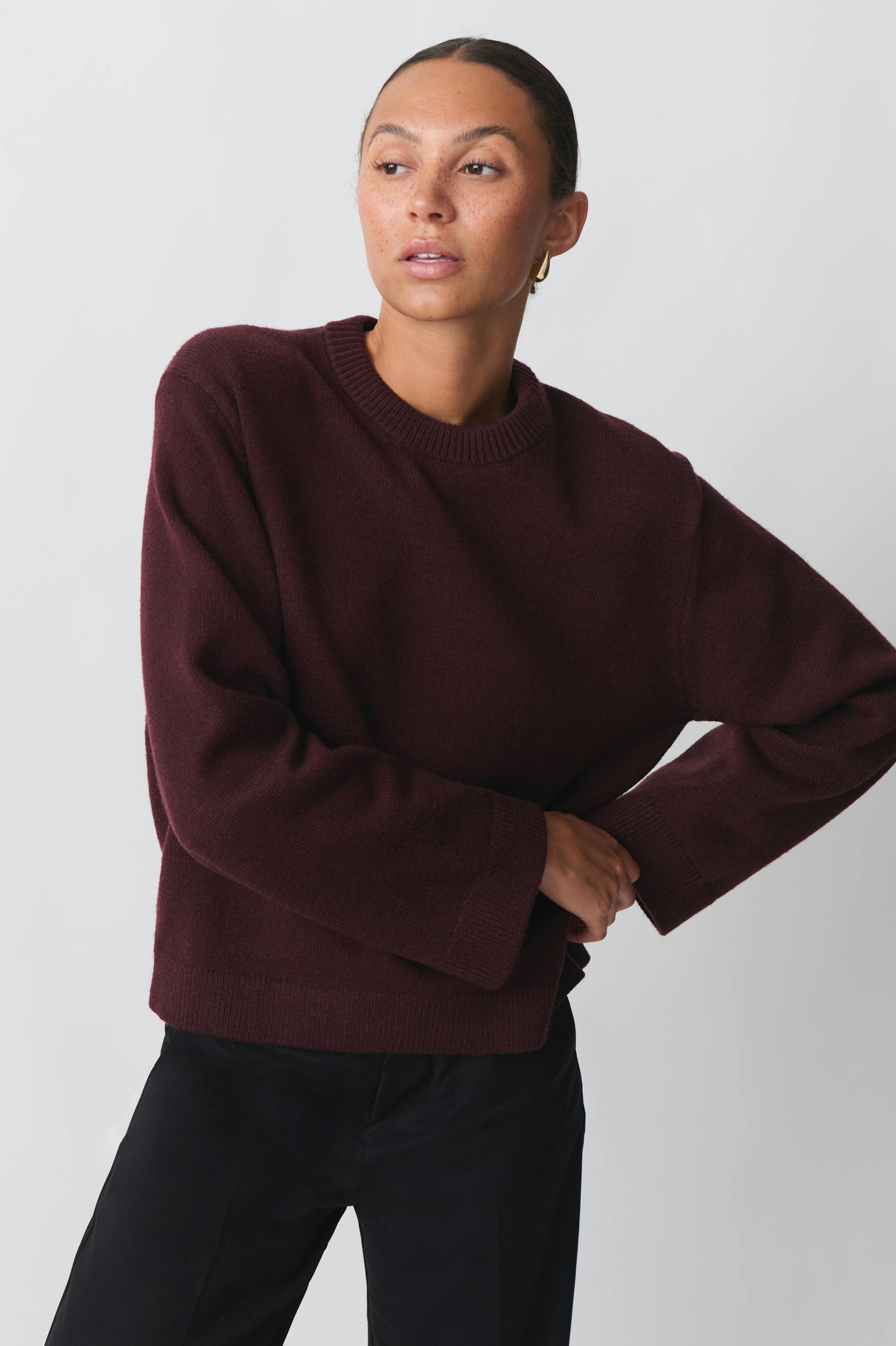 Knitted crew neck sweater
