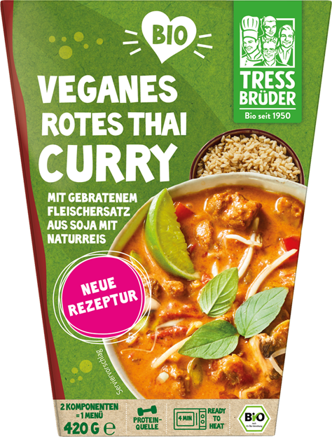 TressBrüder Bio veganes rotes Thai Curry mit Reis