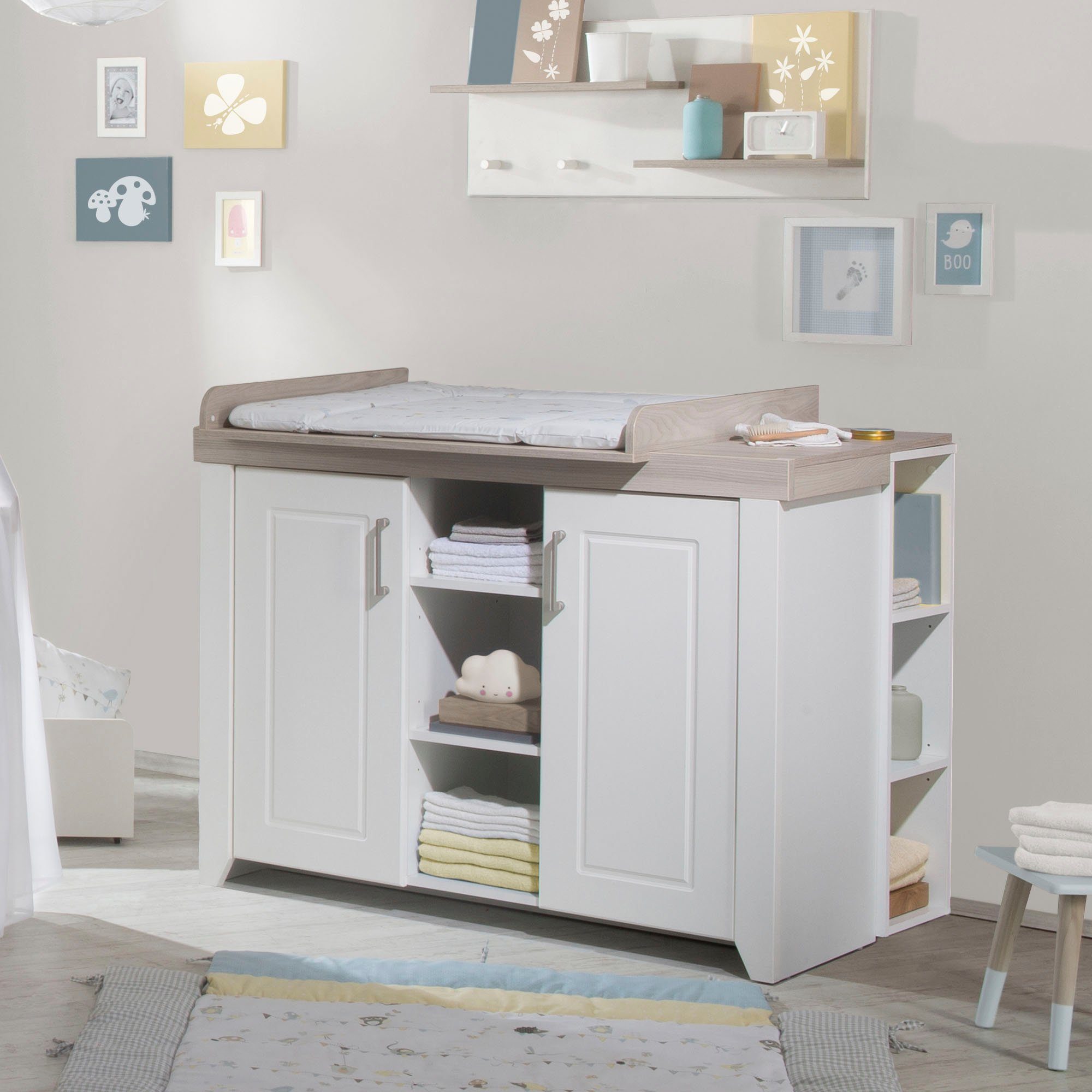 roba® Babyzimmer-Komplettset Felicia, (Set, 3-St., Kinderbett, Wickelkommode, Kleiderschrank), mit Kinderbett, Schrank und Wickelkommode