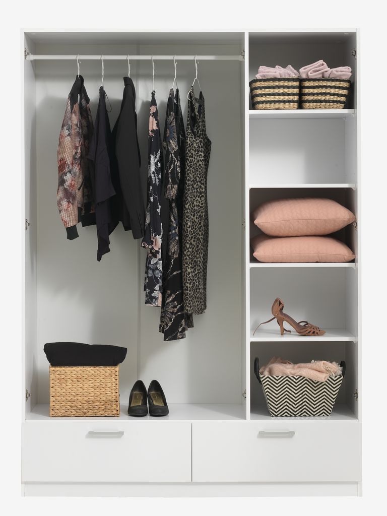 Armário ELLESTED ELLESTED 144x200 com 3 portas e 2 gavetas, branco