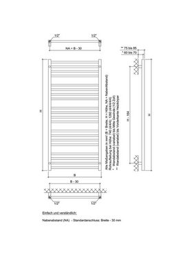 Ximax Badheizkörper C4 1260 mm x 500 mm, 240 Watt, chrom