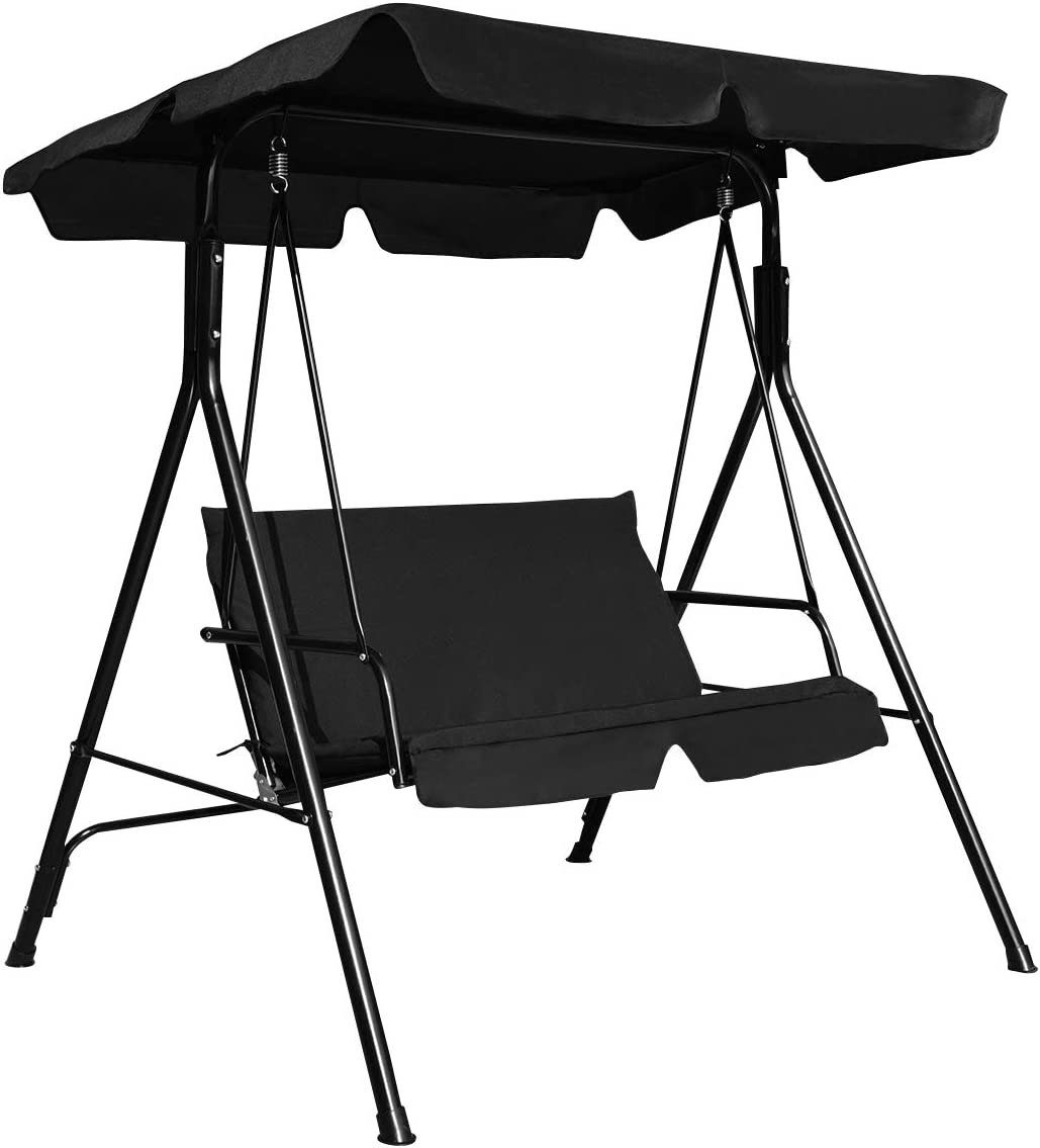 KOMFOTTEU Hollywoodschaukel Schaukelbank, 2-Sitzer,schwarz