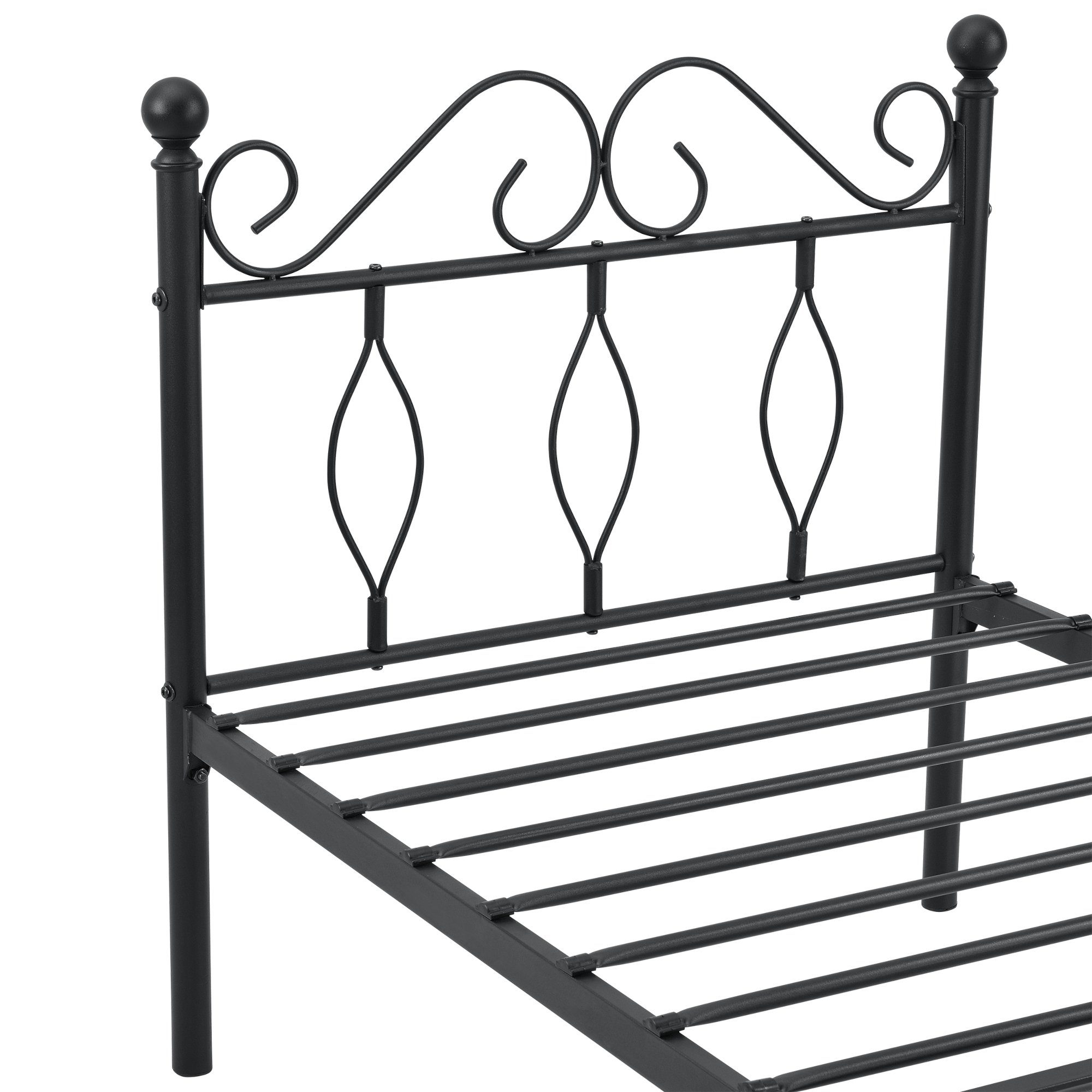 en.casa Metallbett, Apolda Metallbett mit Lattenrost schwarz 90x200 cm