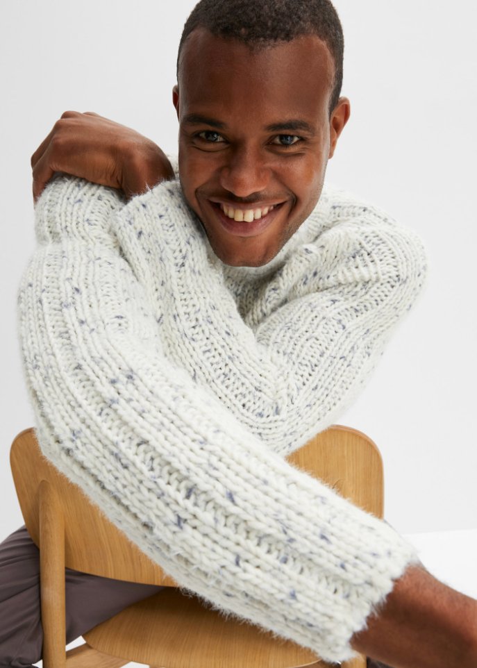 Pullover in Rippstrick mit Wollanteil