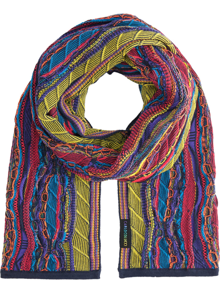 Carlo Colucci Strickschal Corato in Navy / Rot günstig kaufen onesize