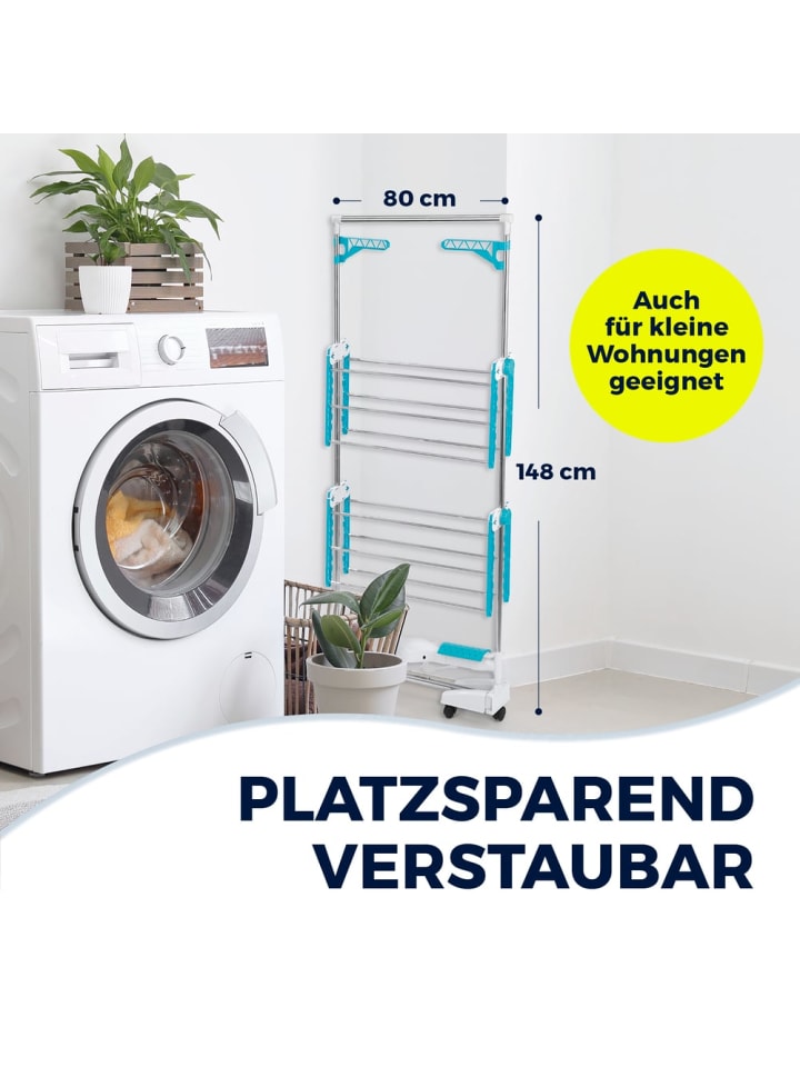 EASYmaxx Wäscheständer elektrisch 17W weiß/türkis günstig kaufen onesize
