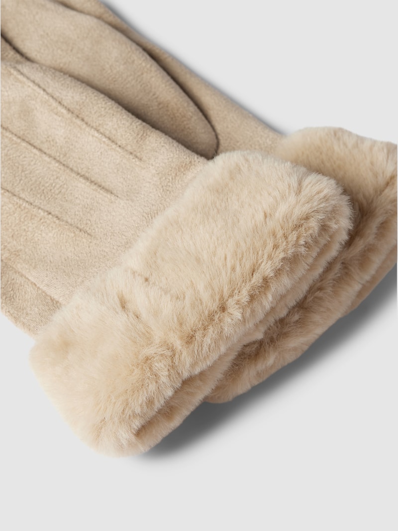 Handschuhe mit Kunstfell in unifarbenem Design in beige