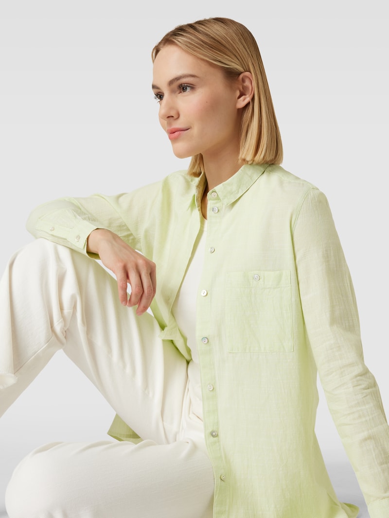 Longbluse mit Kentkragen in neon grün