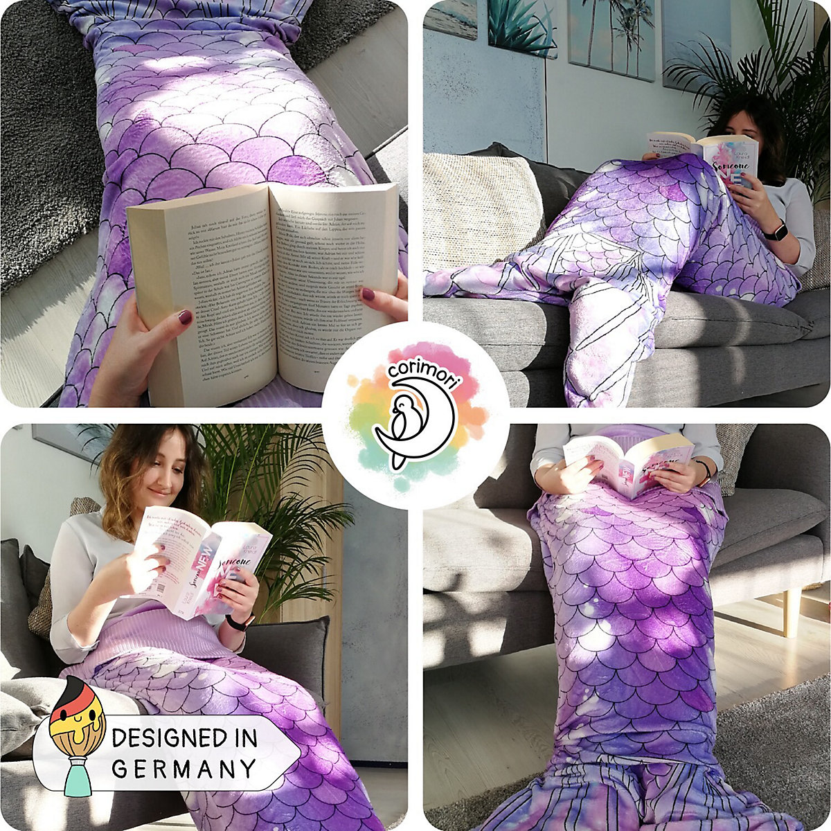 Meerjungfrau Aqua Kuschel-Decke, Couch-Decke, Schlafsack, lila