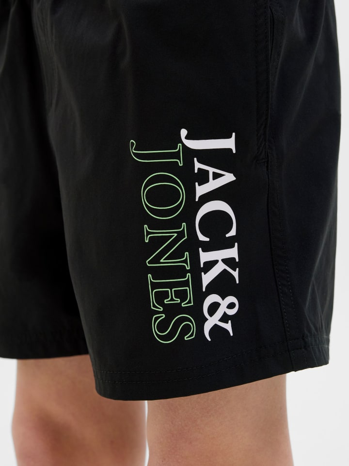 JACK & JONES Junior Badeshorts  JPSTMAUI JJSWIM DOUBLE LOGO JNR in black günstig kaufen