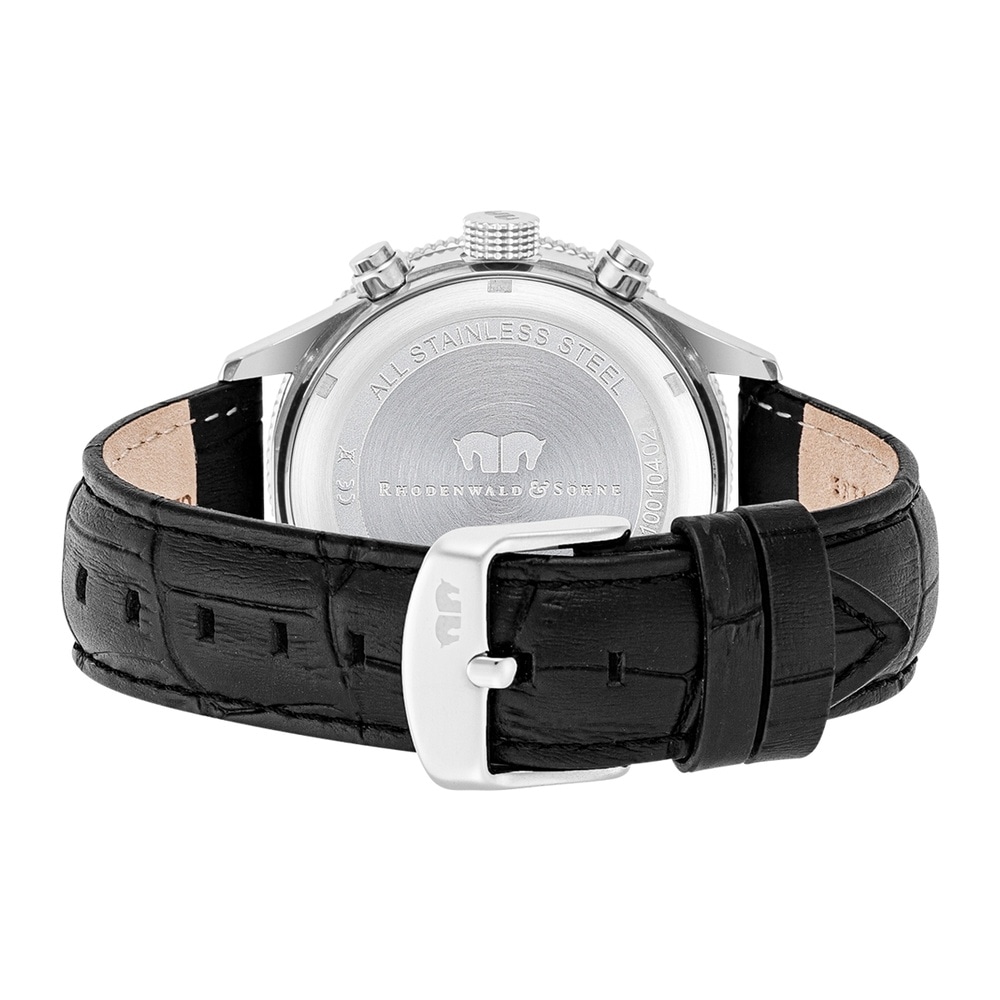 Rhodenwald & Söhne Chronographe Karthago II en Argent Cuir véritable en Noir Montre