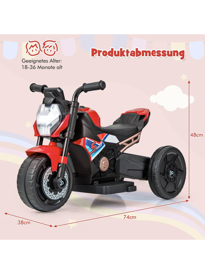 COSTWAY 2in1 Elektro Motorrad Kinder 74x38x48cm in Rot günstig kaufen onesize