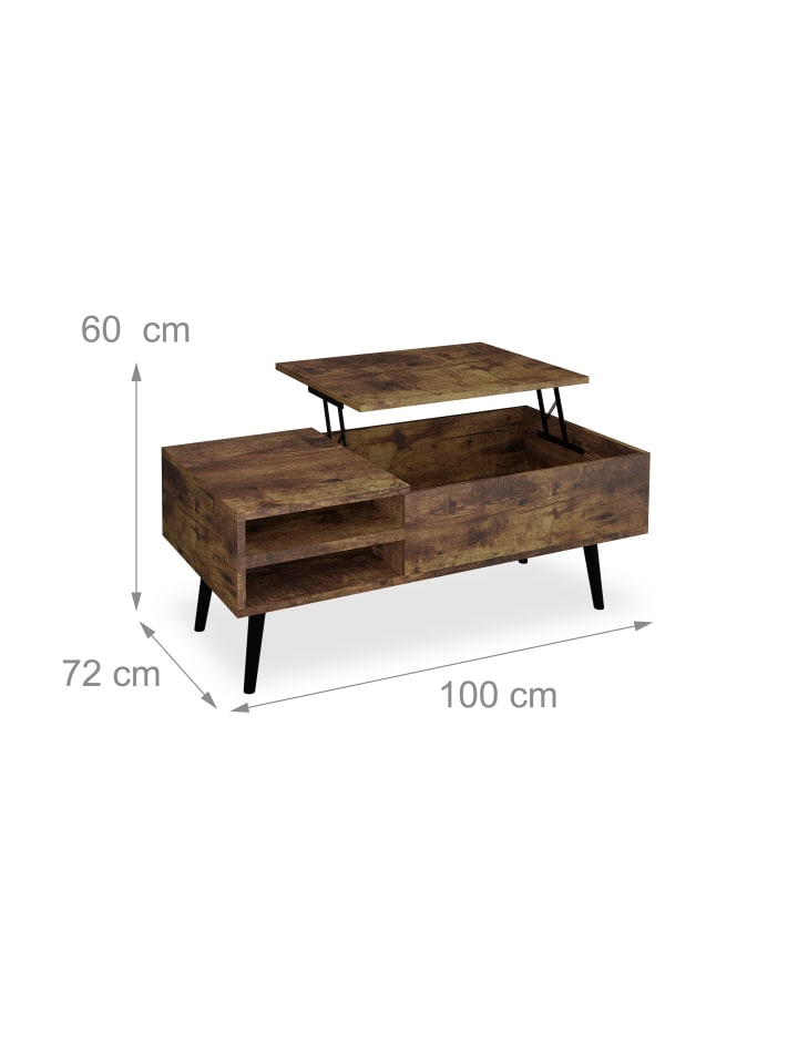 relaxdays Couchtisch in Braun - (B)100 x (H)46 x (T)50 cm günstig kaufen onesize