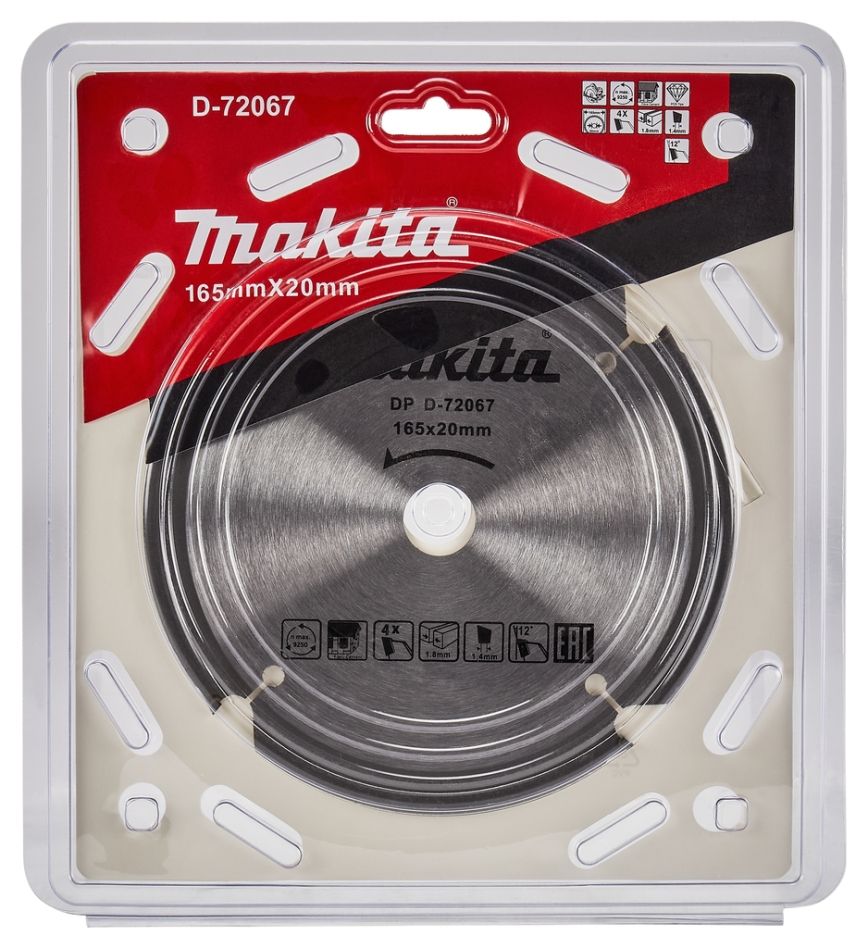 Makita Zubehör D-72067 Kreissägeblatt PCD 165 x 20 x 1,8 4T Faserzementplatte