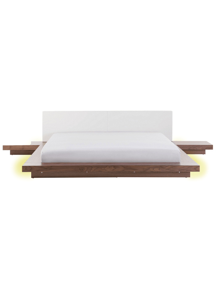 Beliani Doppelbett mit LED ZEN in Heller Holzfarbton/Weiß günstig kaufen onesize