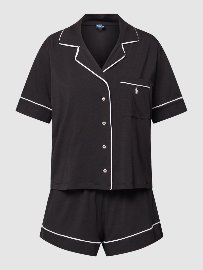 Pyjama mit Label-Stitching in schwarz