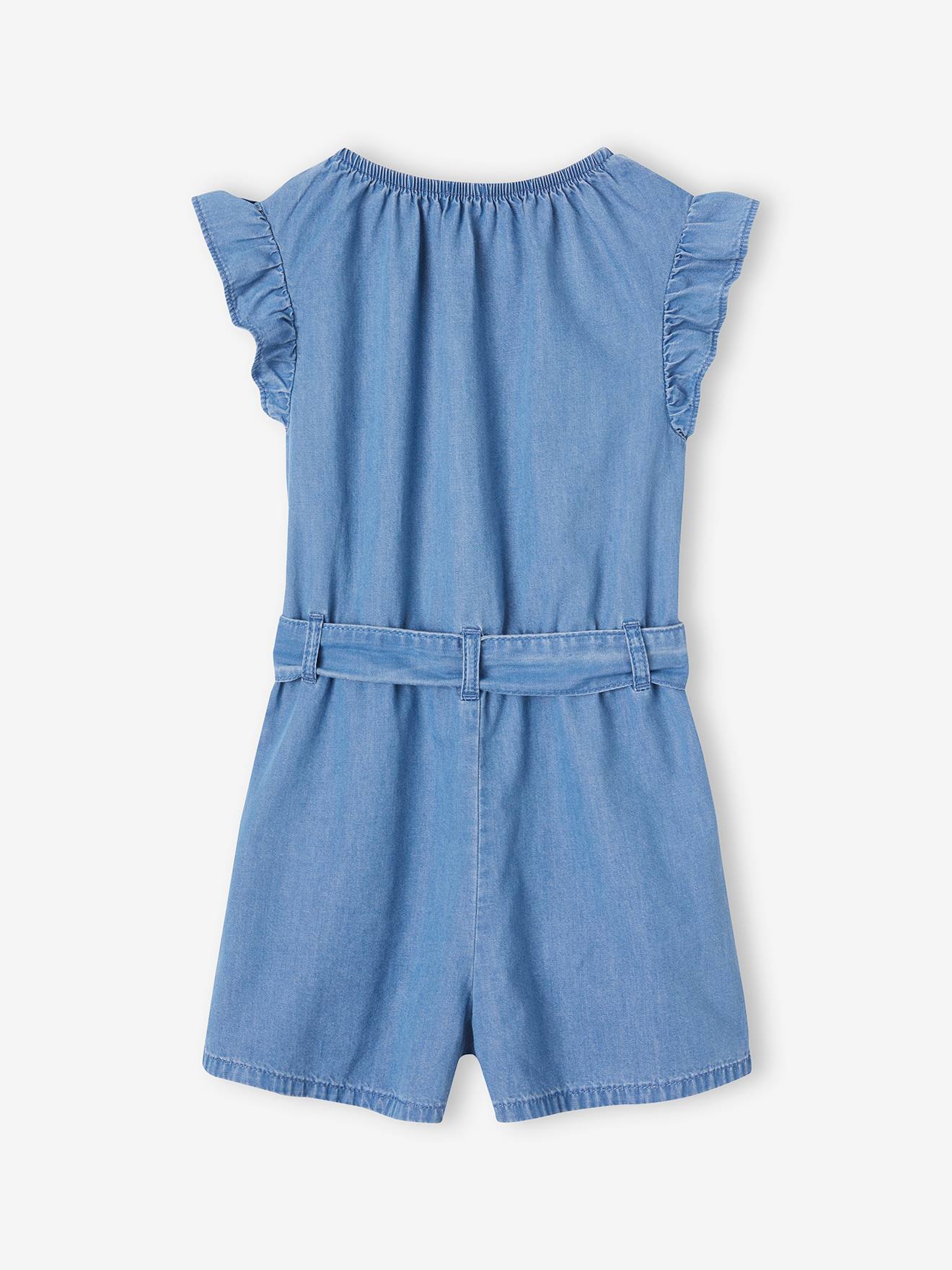 Vertbaudet Mädchen Jumpsuit aus Light-Denim - blue stone