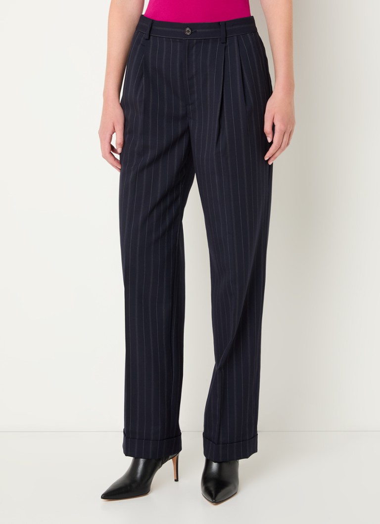 Pantaloni Ralph Lauren cu talie înaltă, cu croială dreaptă și dungi delicate.