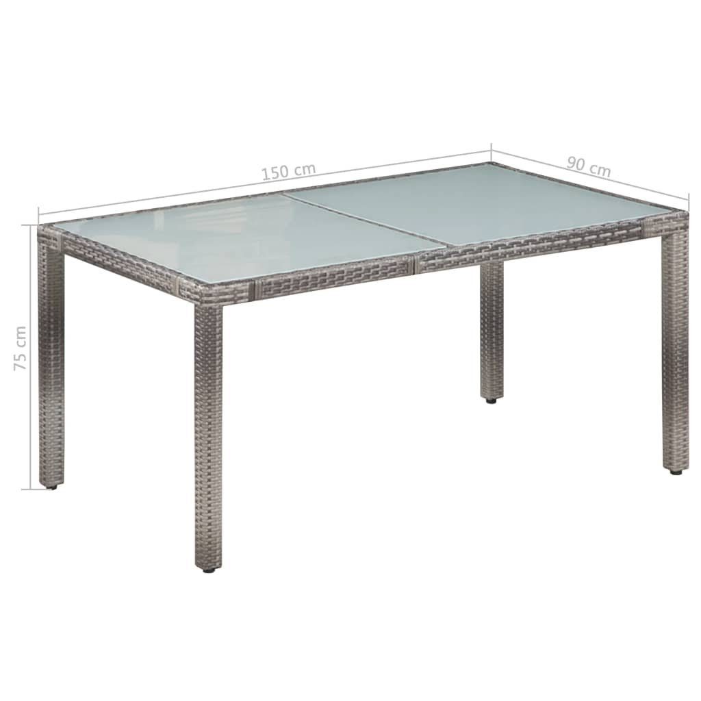 vidaXL Garten-Essgruppe 7-tlg Garten-Essgruppe mit Auflagen Poly Rattan Grau Sitzgruppe Set