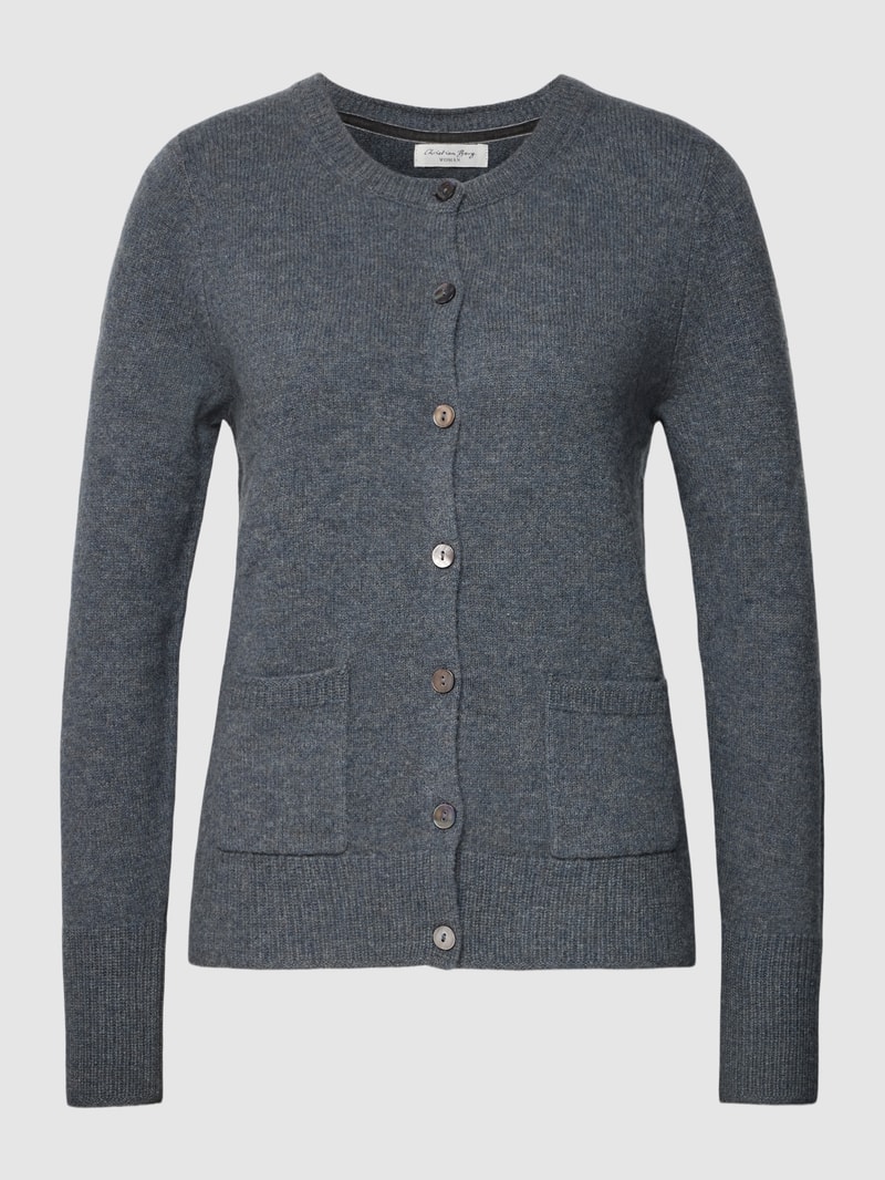 Strickjacke mit Knopfleiste und Eingrifftaschen in anthrazit meliert