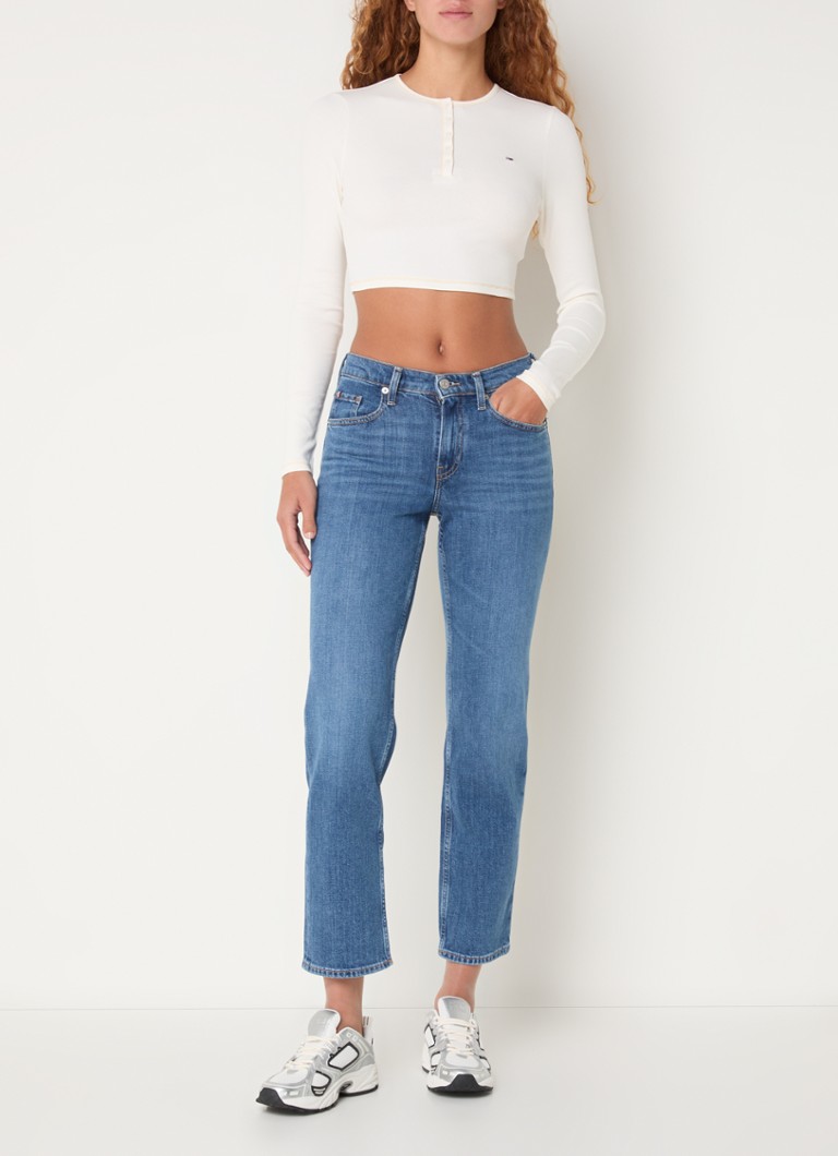 Tommy Hilfiger Rib-knit cropped long-sleeved shirt with logo embroidery