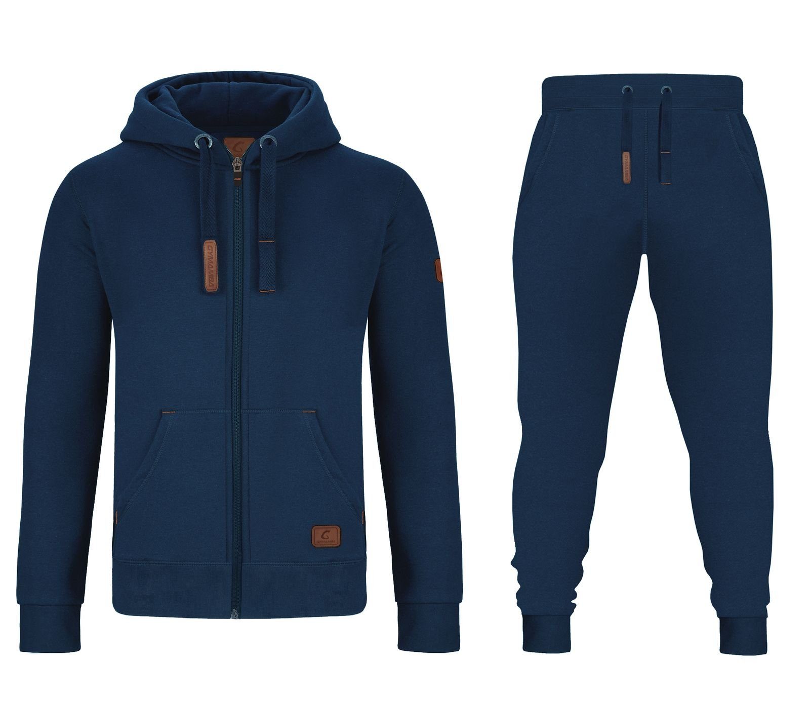 GYMAMBA Jogginganzug Herren leather blau (2-tlg), mit Kapuze
