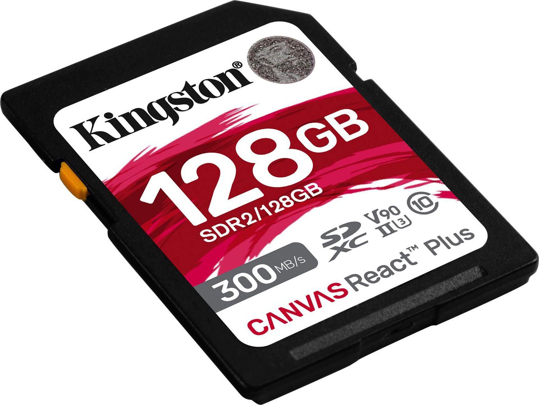 Kingston Canvas React Plus SD 128GB Speicherkarte (128 GB, Class 10, 300 MB/s Lesegeschwindigkeit)