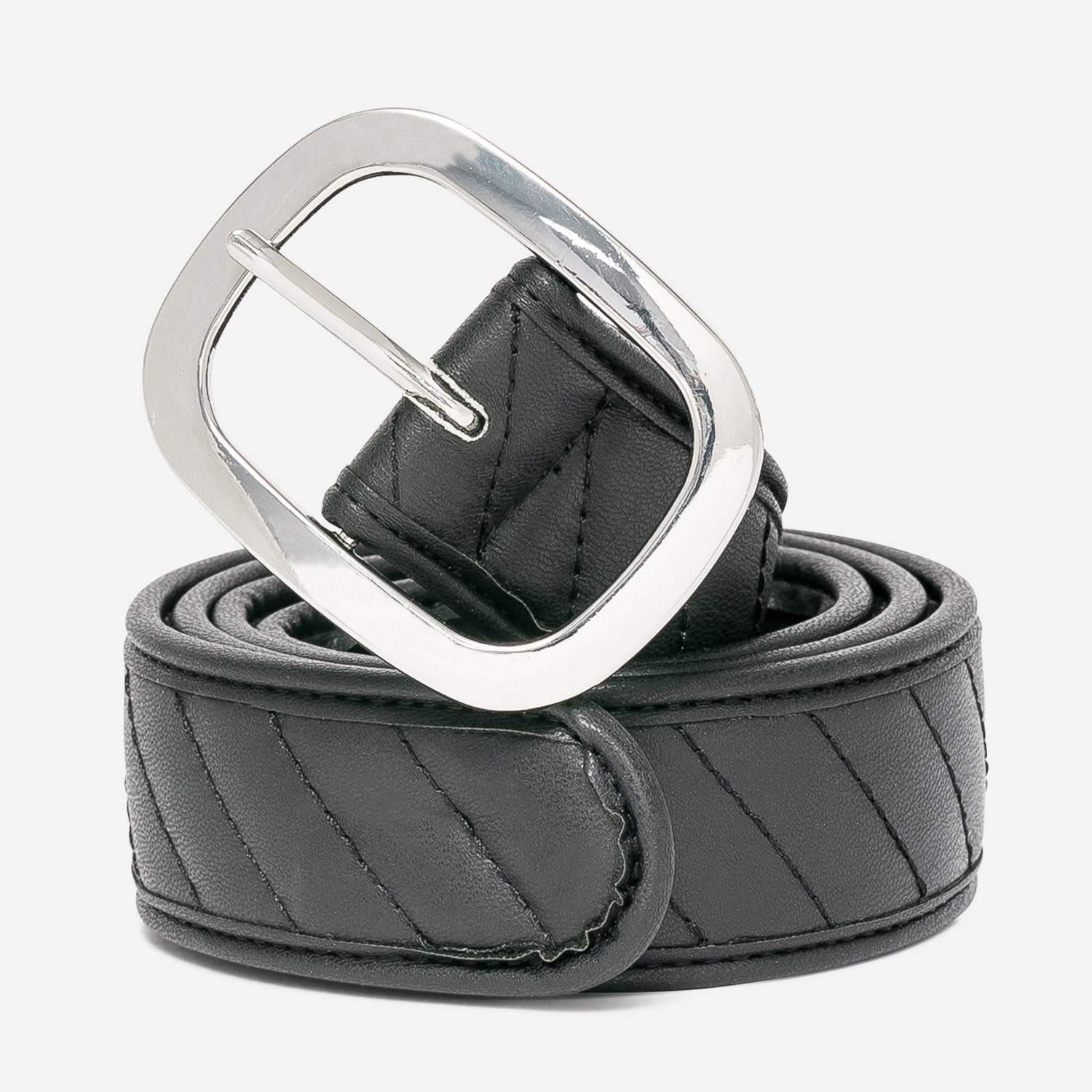 Ceinture TEXTO noire avec effet matelassé
